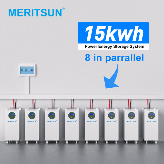 Meritsun 15Kwh LiFePO4 Lithium Ion Battery 48V 51.2V Home Use Solar System Portable Energy Storage Battery