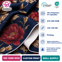 Tissu en polyester et élasthanne imprimé, type Scuba Crepe, haute opacité, forte résilience, vente en gros pour robes de soirée formelles