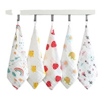 Serviette de toilette et débarbouillette en coton 100% haute densité à six couches, motif dessin animé imprimé, tissage uni, pour bébés et enfants