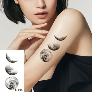 Sol Luna estrella tatuajes temporales minimalista pequeño lindo tatuaje negro pegatinas <span class=keywords><strong>para</strong></span> niños mujeres cuerpo mano cuello muñeca brazo pierna - Product Image 4