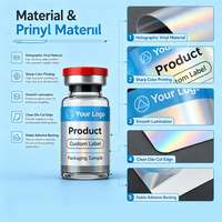 Étiquettes personnalisées pour flacons en verre de 3 ml/5 ml, autocollants pour laboratoires, étiquettes adhésives imperméables en feuille holographique pour emballage