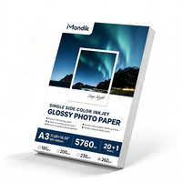 Papier photo brillant recto simple A3 297x420mm, 20 feuilles + 1 feuille d'essai gratuite pour imprimante jet d'encre, affiches et impressions photo