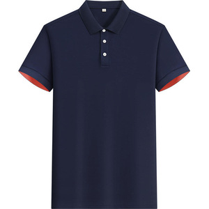 เสื้อโปโลแขนสั้นผ้าฝ้ายสีพื้นสีดำขอบสีแดงสำหรับงานสร้างทีม - Product Image 2