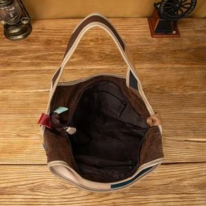 Sac à main AndoBag pour femmes, sac fourre-tout en cuir de vache véritable, sac à bandoulière à carreaux avec surpiqûres colorées, sac à main pour les trajets quotidiens 649 - Product Image 5