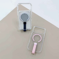 Coque de téléphone magnétique antichoc transparente anti-jaunissement en TPU+PC avec cordon pour iPhone 14 15 16 17 Pro Max