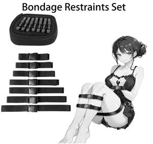 Set di cinghie di sicurezza in pelle 7 pezzi per adulti SM serie Bondage Kit Non impermeabile per la formazione semplice giocattolo del sesso - Product Image 6