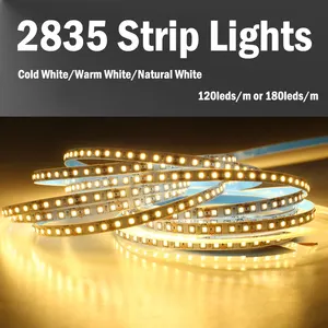 Esnek SMD 2835 Led şerit ışık 12V 24V 120D metre başına kapalı tek renkli LED şerit işıklar ev dekor için