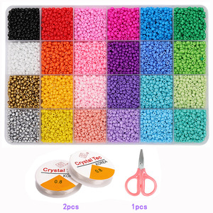 Cuentas de vidrio Crystal Tec de 3 mm, 24 colores, con hilo y tijeras para la elaboración de joyería - Product Image 3