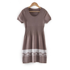 2019 fábrica personalizado hermoso manga corta suelta tejer suéter vestido - Product Image 1