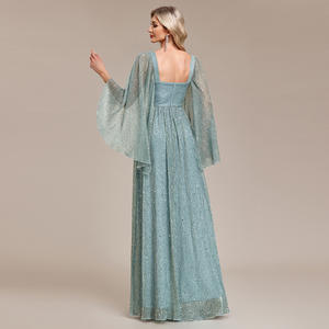 Vestidos de luxo Shawl mangas cinta Backless V-neck forrado vestidos de aniversário Ruched mulheres <span class=keywords><strong>Prom</strong></span> Dresses - Product Image 3