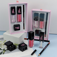 Kit de Luxe Marque Blanche 4 en 1: Huile à Lèvres Liquide, Gloss, Crayon Contours des Lèvres, Taille-Crayon et Emballage – Vente en Gros