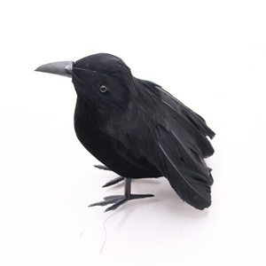Piuma di Corvo Artificiale Nera Effetto Floccato, Decorazione Horror per <span class=keywords><strong>Halloween</strong></span> e Pasqua, Ornamento Scenico - Product Image 3