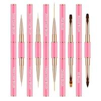Ensemble de 5 pinceaux de nail art à double tête en métal pour la photothérapie, le dessin, la peinture et la sculpture