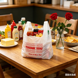 Heavy Duty HDPE Thickened Vest Style Durable T-Shirt Carry Bags Hand Length Handle Silk Screen Printing for Retail Food Service - Product Image 1