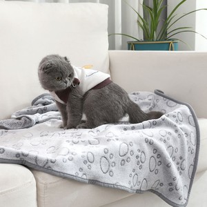 Pet Blanket Paw Print Gray Soft Warm Dog Cat <b>Bed</b> <b>Throw</b> Four Seasons Use Hand Washable <b>Large</b> Small Pet Sleeping Mat - Product Image 4