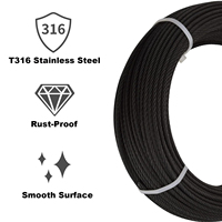 Kabel Balustrade Hitam SS Stainless 304, Kabel 3mm 1/8'' 316 304 Tali Kawat Baja Tahan Karat 7x7 untuk Railing Dek Kabel