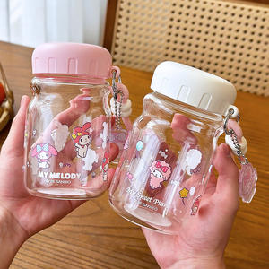 Zuo Mu Sanrio Glass <b>Cup</b> My Melody 300ml Portable Water Bottle With Lid And Straw For School Kids Gift - Product Image 1