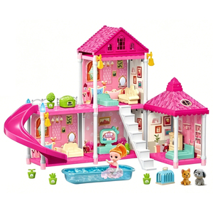 Ensemble de jeu de construction de villa de poupées DIY 106 pièces, château de princesse, jouet de jeu d'imitation, kit de construction de maison de rêve éducatif - Product Image 2
