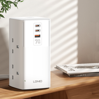 LDNIO SK4396 Multiprise de voyage UK PLUG 4 voies 10A 3 ports USB Rallonge de prise Multi Plug Protection contre les surtensions Multiprise