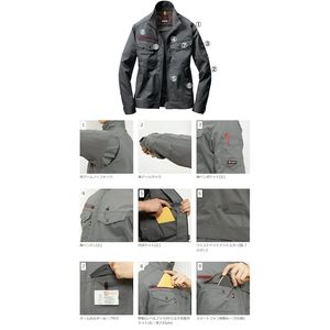 Chaqueta Antiarrugas de Rayón Color Gris Oliva Burtle, Talla LL, Ropa de Trabajo, Japón 7041-59-LL - Product Image 5