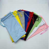 Pochette pour lunettes en microfibre prête à être expédiée, rectangulaire, double cordon de serrage, unisexe, 7 couleurs, étui pour lunettes de lecture et lunettes de soleil