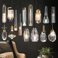 Lustre en cristal tout cuivre, hauteur réglable, éclairage LED, chambre à coucher, chevet, usage commercial, B&B, restaurants, modèle design