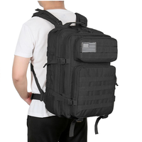Sac à dos tactique Molle personnalisé 45L en gros, pliable, avec fermeture éclair, en tissu Oxford, idéal pour la gym, la randonnée et la chasse