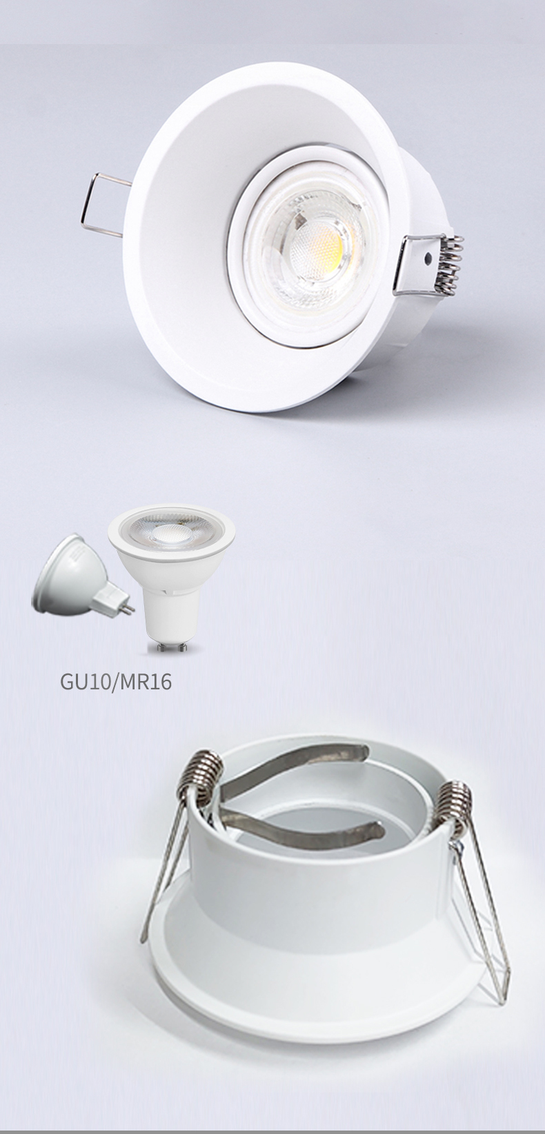 Recessed Downlights Ceiling Light Adjustable GU10/MR16 Aluminium