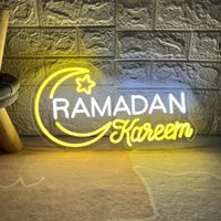 Enseigne néon Ramadan Kareem pour décoration murale, enseigne lumineuse Mubarak, art mural islamique, enseigne néon, écran d'affichage électronique festif