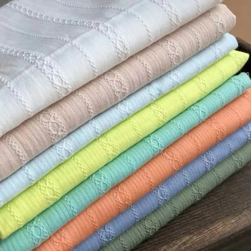 White Jacquard Shirt Dress Fabric, 100% Cotton, Woven Leno Jacquard, Wholesale