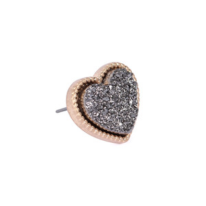 Heart Shape Faux Druzy <b>Post</b> <b>Earrings</b> - Product Image 4