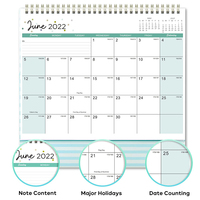 Calendrier de bureau personnalisé 2026 avec reliure spirale annuelle, promotionnel, pour imprimantes