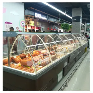 Réfrigérateur d'affichage de poisson pour le réfrigérateur d'affichage de charcuterie de supermarché pour le congélateur d'affichage de viande de vitrine de réfrigérant de viande à vendre