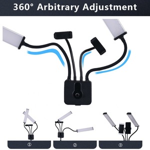 <span class=keywords><strong>3</strong></span>가지 조명 색상 모드와 <span class=keywords><strong>2</strong></span>개의 유연한 휴대폰 거치대가 있는 더블 암 필 라이트, 속눈썹 연장 타투 메이크업 뷰티 조명 사진 촬영용 - Product Image 3