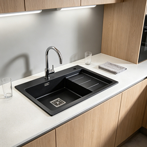 Évier de cuisine en quartz composite de couleur personnalisée à bon prix, évier de cuisine en <span class=keywords><strong>granit</strong></span> quartz pour usage domestique - Product Image 1