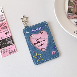 2025 3 Inch Denim Khung Ảnh Với Chuỗi Phong Cách Mỹ Hình Ảnh Khung Kpop Photocard Hiển Thị Khung Túi Mặt Dây Chuyền Keychain - Product Image 2