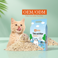 Litière pour chat biodégradable et écologique à bas prix, personnalisable, 6L, parfumée, à base de tofu et de maïs naturel, agglomérante rapide et sans poussière