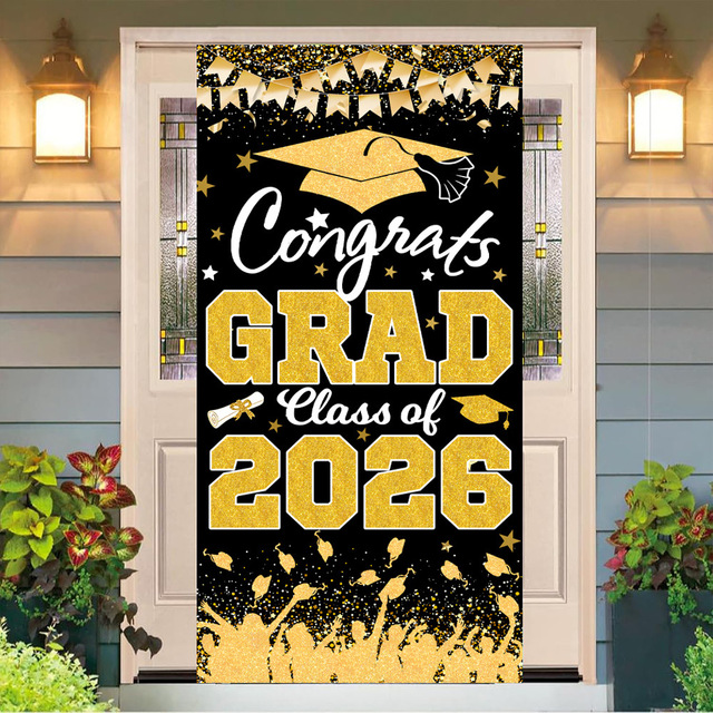 Graduation Season 2026 Door Cover Celebration Graduation Party Decoration Hanging Banner Backdrop