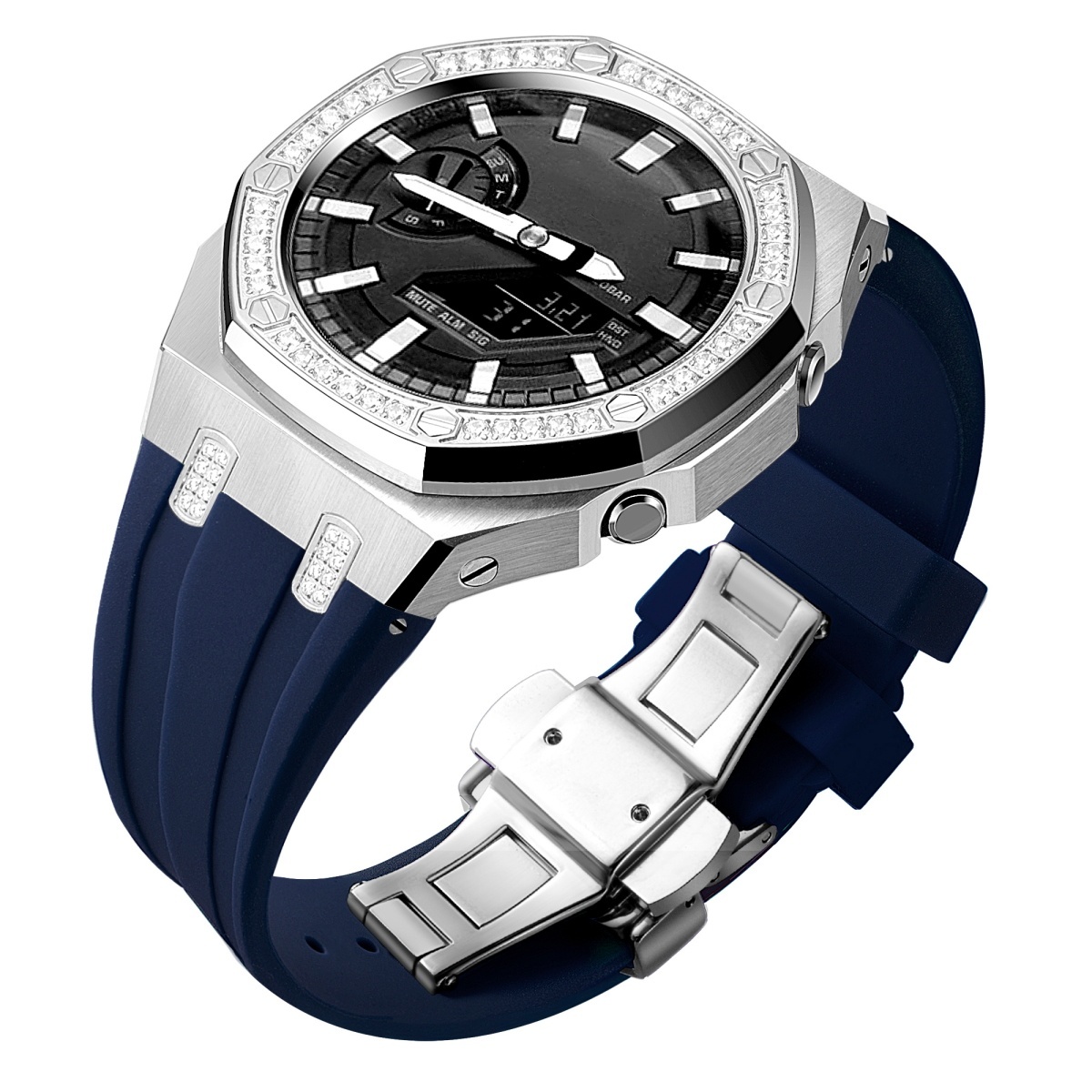 silver blue strap