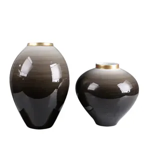 Nuovo moderno minimalista europeo stile semplice di alto livello fatto a mano marrone grazioso barattolo di ceramica di alta qualità