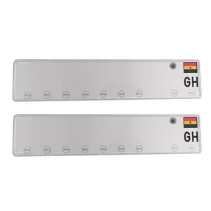 Afrique Ghana Laser Anti-marque aluminium Film réfléchissant numéro de voiture plaque d'immatriculation vierge 520X110 Mm blanc Logo personnalisé