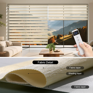 Tende a Rullo Elettriche Impermeabili con Protezione Solare, Stile <span class=keywords><strong>Zebra</strong></span> a Doppio Strato Senza Corde per Finestre Francesi - Product Image 6