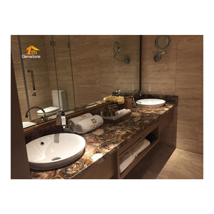 Tự nhiên Retro Nâu hóa thạch đá cẩm thạch hóa đá gỗ phòng tắm Vanity hàng đầu cho khách sạn - Product Image 1