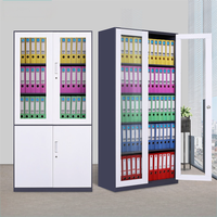 Armoire de classement de bureau moderne en acier réglable avec porte vitrée pour la maison et le bureau