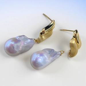 อุปกรณ์ทำเครื่องประดับมุก DIY ต่างหูเงินแท้ S925 พร้อมลูกปัดกลมขนาด 10-15 มม. ถาดใส่ต่างหูเปล่า เครื่องประดับเงินแฟชั่น - Product Image 3