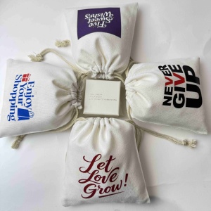Wholesale Custom Print Eco-Friendly Organic Cotton Recyclable Drawstring Bags for <b>Rings</b> & Earrings Gift Packaging Custom Logo - Product Image 6