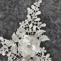 Applique de col brodée florale 3D multi-luxe, écologique, en dentelle, avec strass et perles, pour robe de mariée et robe de soirée
