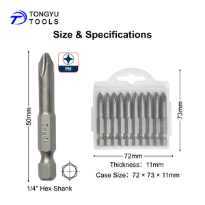 10 шт. Набор отверток PH2, 1/4 шестигранный хвостовик 50 мм - Product Image 2