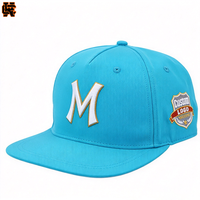 Casquette de baseball 5 panneaux brodée de lettres, personnalisable pour adulte, structurée, bleue, vente en gros