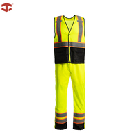 Ensemble de travail JIADE haute visibilité en maille respirante avec gilet et pantalon, ourlet arrière incurvé et fermetures éclair sur toute la longueur des jambes